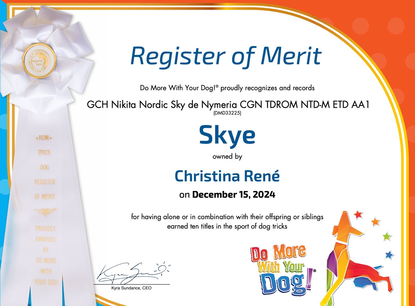 Register of Merit - Certificat